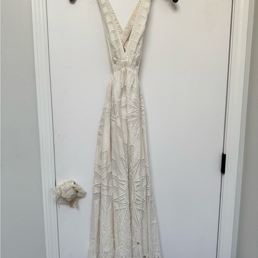 FARM Rio Cream Lace Maxi Dress XS